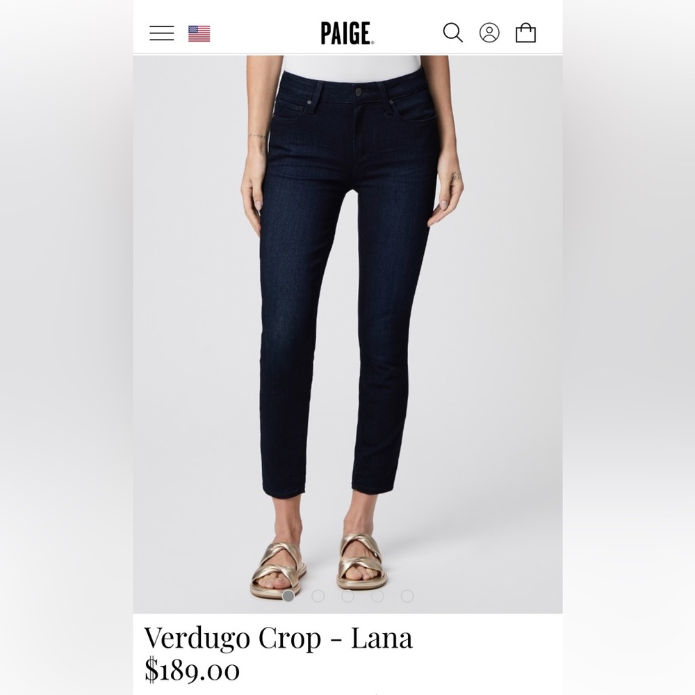 Size 27 Paige Verdugo Crop Jean - Like New, Dark Wash, Premium Denim